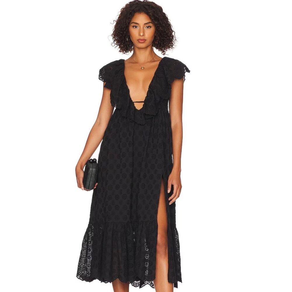 Tularosa James Midi Dress in Black Eyelet NWOT Size Small